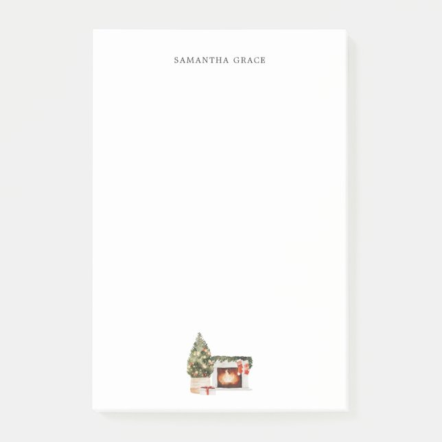 Cosy Holiday Christmas Personalised Post-it Notes (Front)