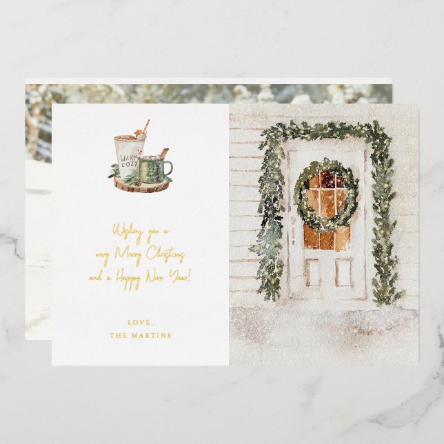 Cosy Holiday Door, Hot Drink & Photo (Front/Back)