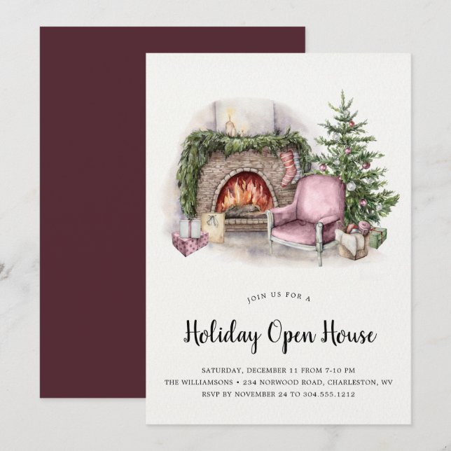 Cosy Holiday Home  Holiday Open House Invitation (Front/Back)