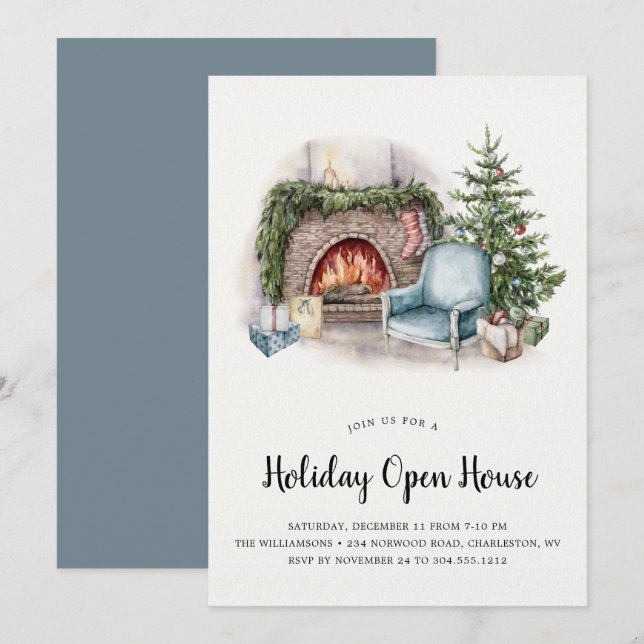 Cosy Holiday Home  Holiday Open House Invitation (Front/Back)