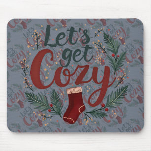 Cosy Holiday Pine Berry Lettering Mouse Mat