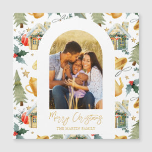 Cosy Holiday White Illustrated Print Photo Magnet
