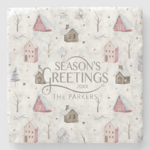 Cosy Home Christmas Pink ID985 Stone Coaster
