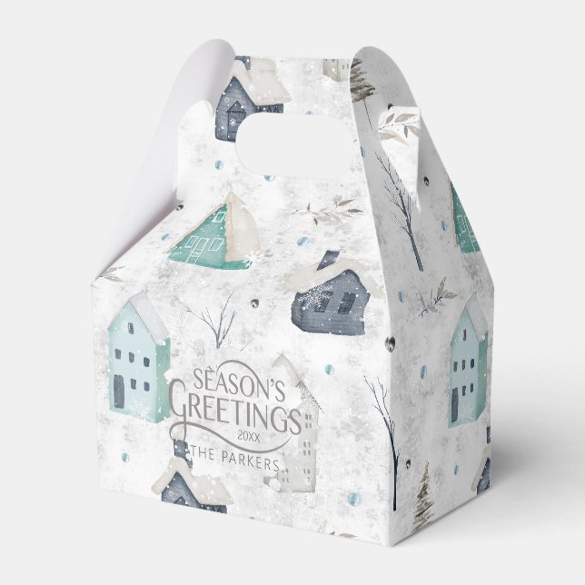 Cosy Home Christmas Teal ID985 Favour Box (Front Side)