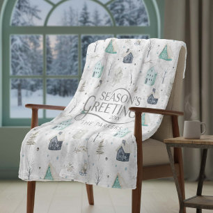 Cosy Home Christmas Teal ID985 Fleece Blanket