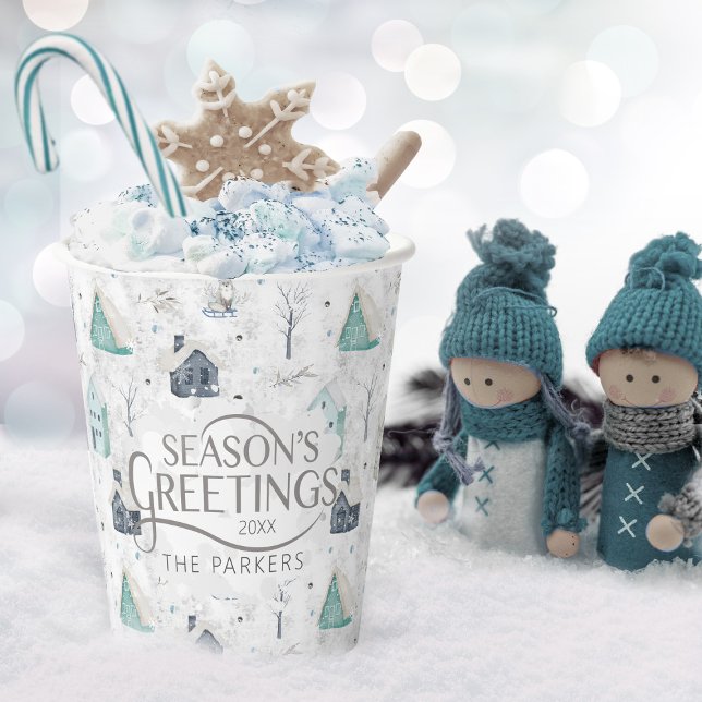 Cosy Home Christmas Teal ID985 Paper Cups (Creator Uploaded)