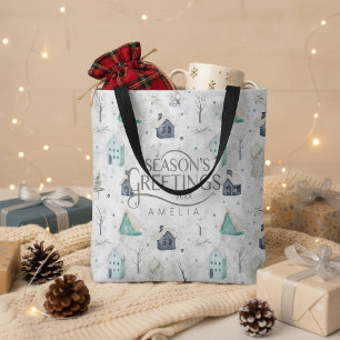 Cosy Home Christmas Teal ID985 Tote Bag