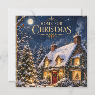 Cosy Home for Christmas , Elegant Snowy House Save The Date