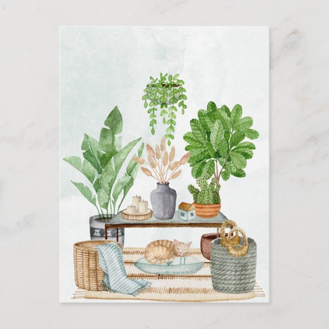 Cosy home interior with plants  postcard (Front)