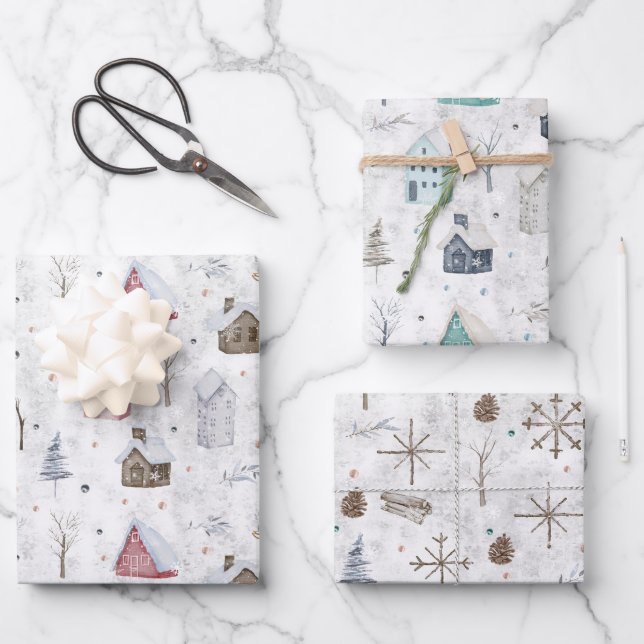 Cosy Home Pink/Teal Twig & Pinecone ID985 Wrapping Paper Sheet (Front)