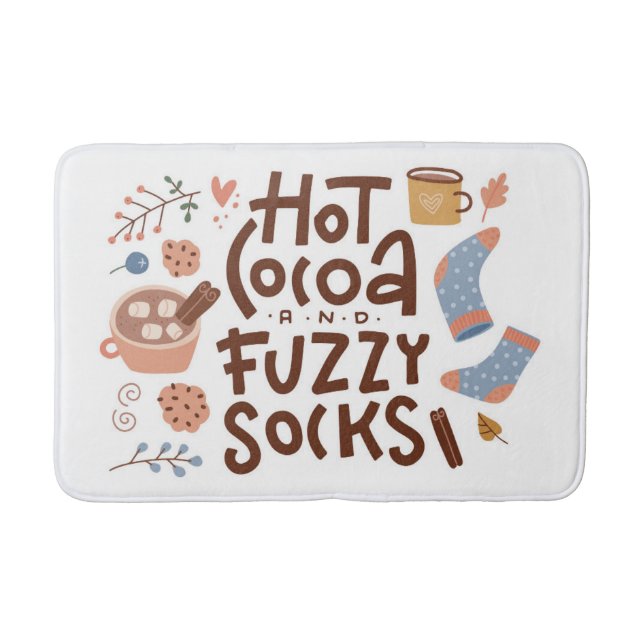 Cosy Hot Cocoa and Fuzzy Socks Design Bath Mat (Front)