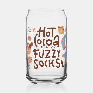 Cosy Hot Cocoa and Fuzzy Socks Design Can Glass