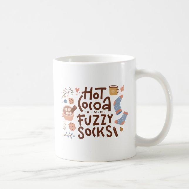 Cosy Hot Cocoa and Fuzzy Socks Design Coffee Mug (Right)