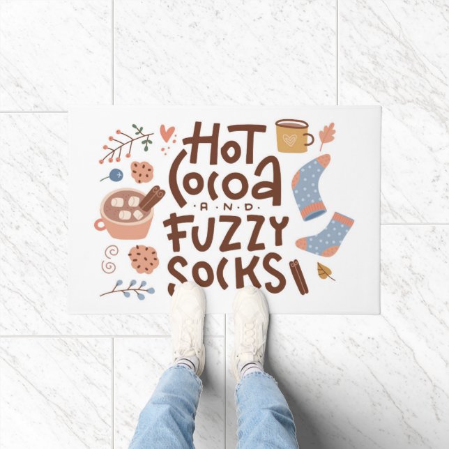 Cosy Hot Cocoa and Fuzzy Socks Design Doormat (Indoor)