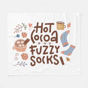 Cosy Hot Cocoa and Fuzzy Socks Design Fleece Blanket