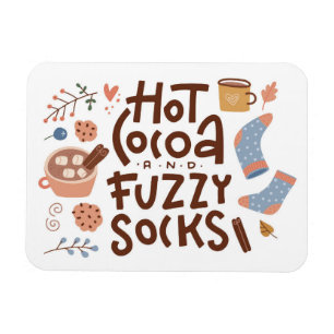 Cosy Hot Cocoa and Fuzzy Socks Design Magnet