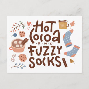 Cosy Hot Cocoa and Fuzzy Socks Design Postcard