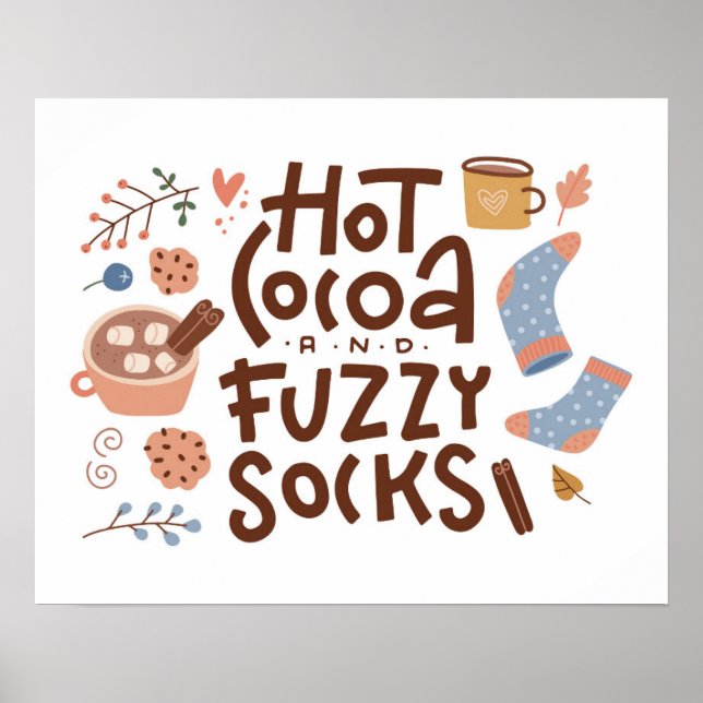 Cosy Hot Cocoa and Fuzzy Socks Design Poster (Front)