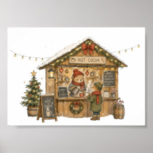 Cosy Hot Cocoa Christmas Market Stall for Winter D Poster