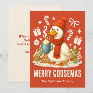 Cosy Hot Cocoa Goose Christmas Holiday Card