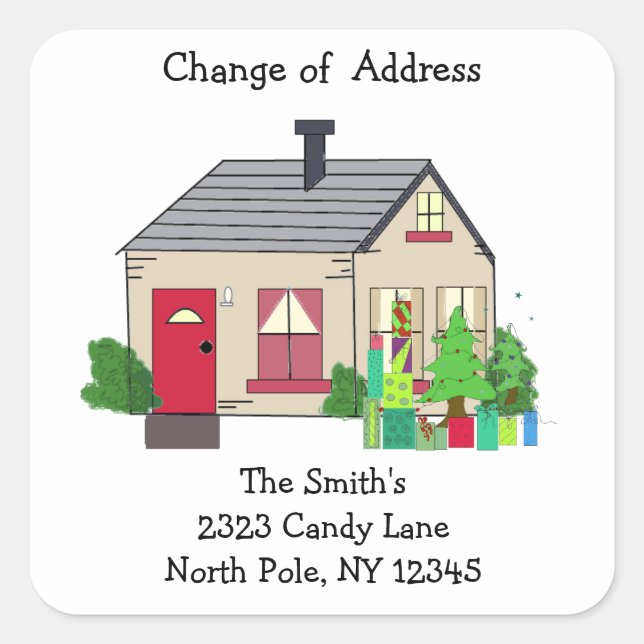 Cosy House Change of Address Square Sticker (Front)