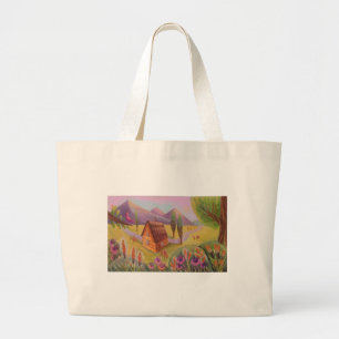 cosy house lanscape large tote bag