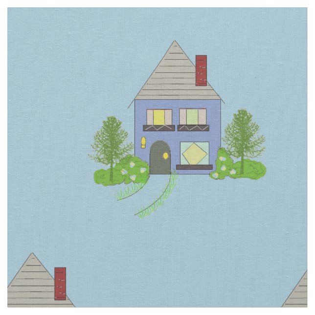 Cosy Houses Fabric (Close Up)
