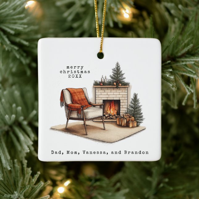Cosy Hygge Christmas Scripture Ceramic Ornament (Tree)