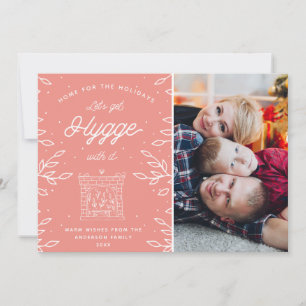 Cosy Hygge Modern Scandinavian Coral Pink Photo Holiday Card