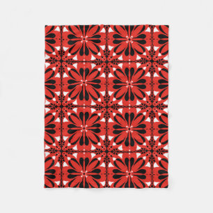 Cosy Hygge Scandinavian Red Black Design Fleece Blanket