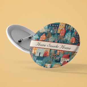 Cosy Hygge Village Nordic Folk Art, custom 3 Cm Round Badge