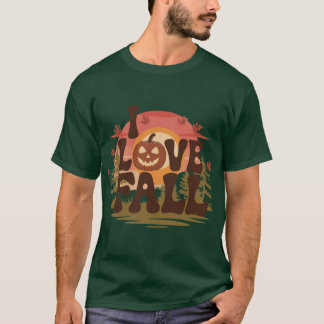 Cosy I Love Fall design with carved pumpkin and su T-Shirt