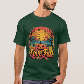Cosy I Love Fall design with carved pumpkin and su T-Shirt