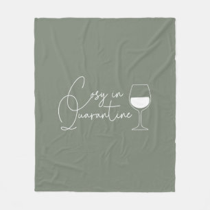 Cosy in Quarantine Wine Green Fleece Blanket