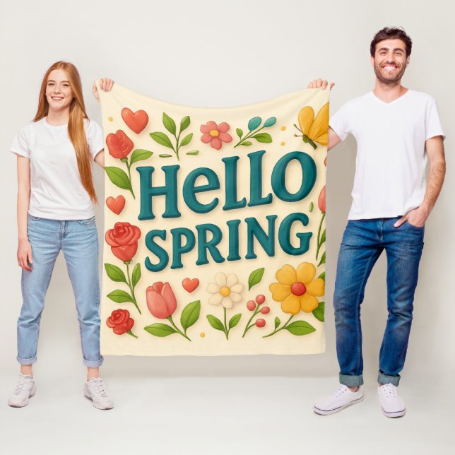 Cosy into Spring – “Hello Spring” Fleece Blanket (In Situ)