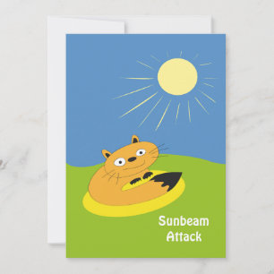 Cosy Introvert Cat Sunbeam Humour Illustration Card