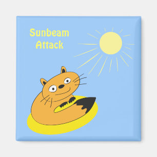 Cosy Introvert Cat Sunbeam Humour Illustration Magnet