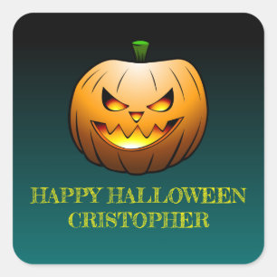 Cosy Jack o'lantern Halloween Pumpkin Square Sticker