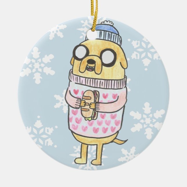 Cosy Jake Dog Ceramic Tree Decoration (Front)
