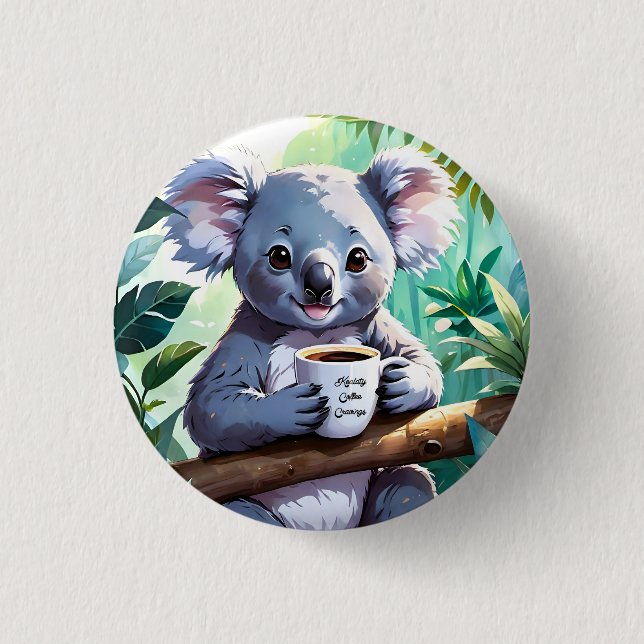 Cosy Jungle Koala Coffee 3 Cm Round Badge (Front)