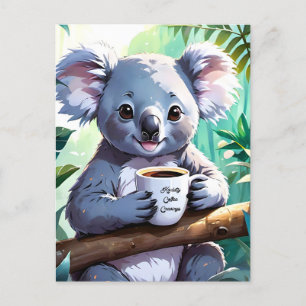 Cosy Jungle Koala Coffee Announcement Postcard
