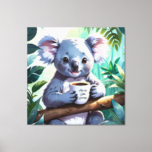 Cosy Jungle Koala Coffee Canvas Print
