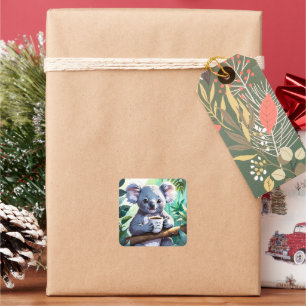 Cosy Jungle Koala Coffee Square Sticker
