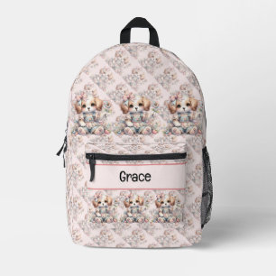 Cosy Kawaii Cottagecore Farmcore Puppy Style Printed Backpack