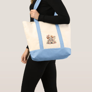 Cosy Kawaii Cottagecore Farmcore Puppy Style Tote Bag