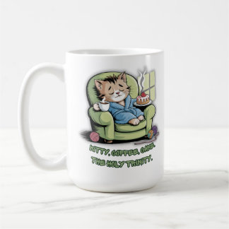 Cosy Kitten with Coffee and Cake – Funny Cat Mug