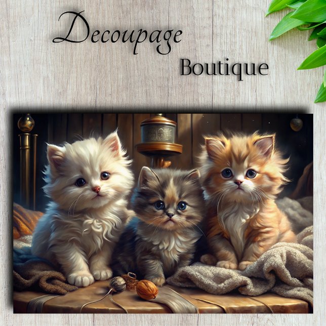 Cosy Kittens Tissue Paper (Cozy Kittens Decoupage Tissue Paper)