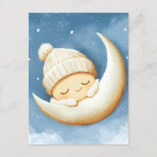 Cosy Knit Nap Cresent Moon Announcement Postcard