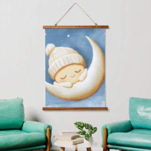 Cosy Knit Nap Cresent Moon Hanging Tapestry