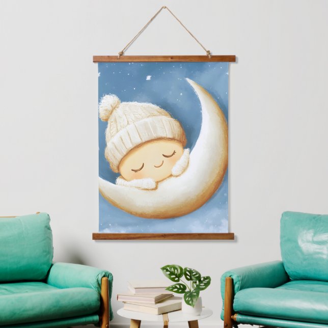 Cosy Knit Nap Cresent Moon Hanging Tapestry (Living Room)